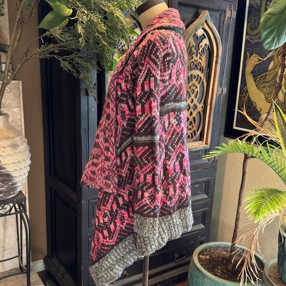 Urban outfitters tribal knit asymmetrical open front cardi sweater - Picture 6 of 16